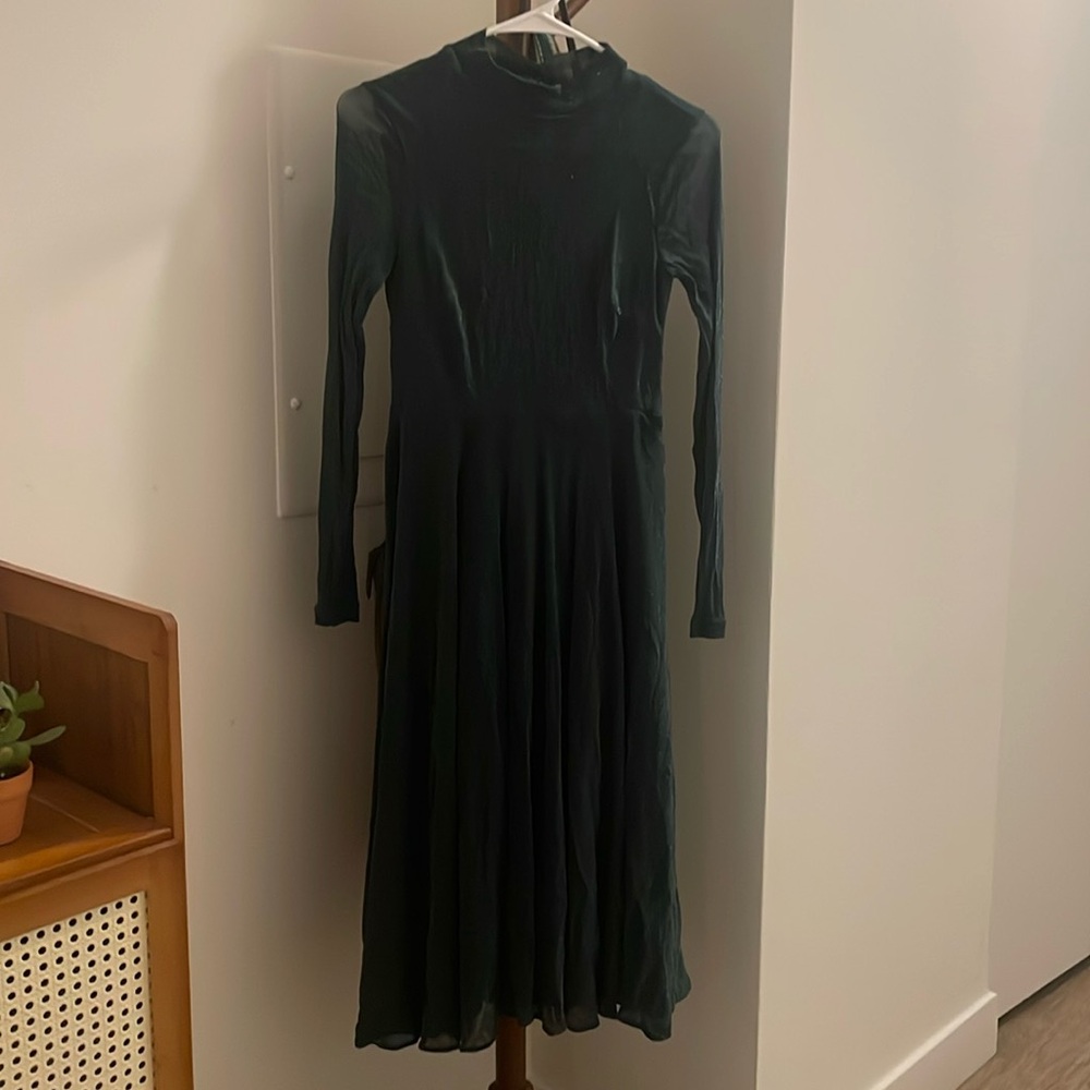 Shimmer Dark Green Midi Dress